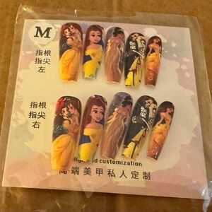 Medium Disney Princess Press On Nails Beauty and the Beast Theme‎